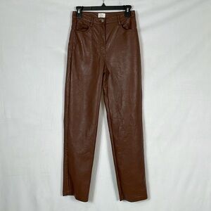 Aritzia Wilfred Faux Leatherer Pants Trouser Size 4 Brown